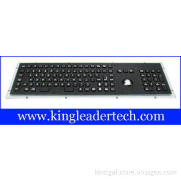 Waterproof black metal industrial keyboard with trackball,